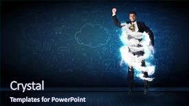 Presentation with storm - Amazing slide set having lightning speed men - happy business man jumping backdrop and a  colored foreground