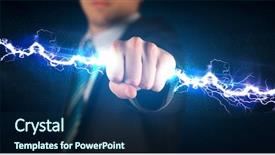  Presentation with electricity - Colorful theme enhanced with static backgrounds - business man holding electricity light backdrop and a navy blue colored foreground