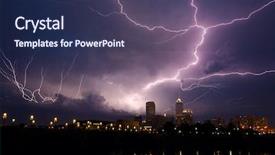  Presentation with storm - Audience pleasing theme consisting of storm over city backdrop and a navy blue colored foreground