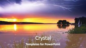  Presentation with stormy sky and dark clouds - Colorful presentation theme enhanced with stormy landscape with heavy clouds backdrop and a tawny brown colored foreground