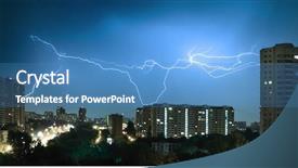  Presentation with blue night - PPT layouts enhanced with electrical discharge - lightning strike over dark blue background and a teal colored foreground