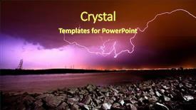  Presentation with water lightning - Cool new theme with lightning strikes over rocks backdrop and a tawny brown colored foreground
