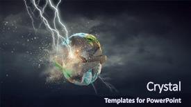  Presentation with lightning - Cool new slide deck with lightning striking earth planet backdrop and a wine colored foreground