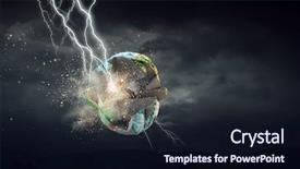  Presentation with lightning - Amazing PPT theme having lightning striking earth planet backdrop and a wine colored foreground