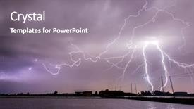  Presentation with rice fields - Amazing presentation theme having lightnings over flooded rice fields backdrop and a gray colored foreground