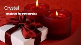  Presentation with christmas lights bulb decoration - Cool new PPT theme with lights - celebration table two candles backdrop and a crimson colored foreground