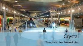  Presentation with new zealand - Audience pleasing theme consisting of moving city street lights - people's motion on subway platform backdrop and a light blue colored foreground