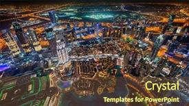  Presentation with dubai evening skyline luxury district - Cool new presentation design with lights and heavy road traffic backdrop and a tawny brown colored foreground