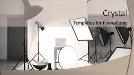  Presentation with professional audio studio - Beautiful PPT layouts featuring lights camera action - professional photo studio with lighting backdrop and a soft green colored foreground