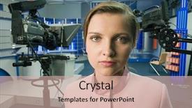  Presentation with lights camera action - Presentation theme with lights camera action - woman portrait in tv studio background and a soft green colored foreground