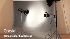  Presentation with lighting - Presentation design featuring lights camera spotlight - photo studio with lighting equipment background and a  colored foreground
