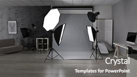  Presentation with studio lights - PPT theme with lights camera spotlight - photo studio with lightning equipment background and a gray colored foreground