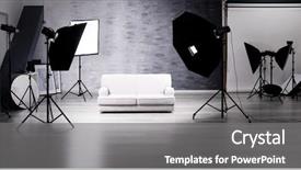  Presentation with electrical equipment motor - Amazing presentation theme having lights camera spotlight - photo studio with lightning equipment backdrop and a gray colored foreground