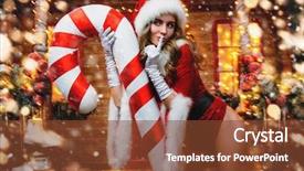  Presentation with sexy santa woman red - PPT layouts enhanced with lights christmas and new year background and a tawny brown colored foreground