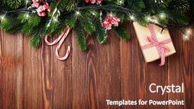  Presentation with candy canes - Presentation design consisting of lights gift box and candy background and a tawny brown colored foreground