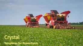  Presentation with harvest - Amazing theme having multi purpose - two combine harvesters with lights backdrop and a tawny brown colored foreground