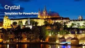  Presentation with prague - Slide set with medieval sunset dramatic cloud - lights of prague castle czech background and a ocean colored foreground