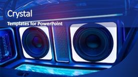  Presentation with speakers - Slides with lights of stereo and speakers background and a ocean colored foreground