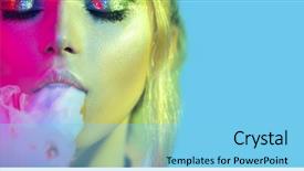  Presentation with cigarette - Colorful slide deck enhanced with lights with colorful smoke smoking backdrop and a light blue colored foreground