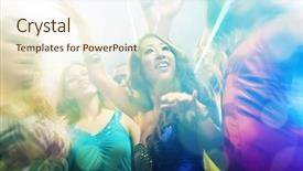  Presentation with party - Slide deck featuring lightshow - group of party people background and a cream colored foreground