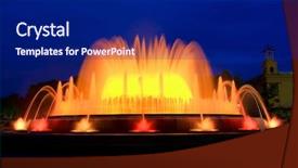  Presentation with fountain pen and inkpot - Presentation design consisting of lightshow - magical fountain in barcelona spain background and a navy blue colored foreground