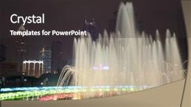  Presentation with china shanghai - Cool new presentation theme with lightshow - night view of the fountain backdrop and a dark gray colored foreground
