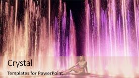  Presentation with light - Colorful slides enhanced with lightshow - woman posing in front backdrop and a coral colored foreground