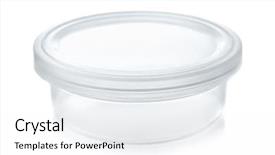  Presentation with plastic container - Amazing slide deck having new template skin - small transparent round plastic container backdrop and a sky blue colored foreground