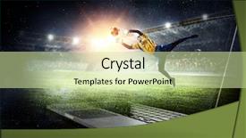  Presentation with soccer - PPT theme enhanced with lignit - soccer goalkeeper in action mixed background and a soft green colored foreground