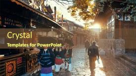  Presentation with china trade - Audience pleasing PPT theme consisting of lijiang-china-dec-5-street backdrop and a tawny brown colored foreground