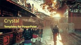  Presentation with china trade - Beautiful PPT layouts featuring lijiang-china-dec-5-street backdrop and a tawny brown colored foreground