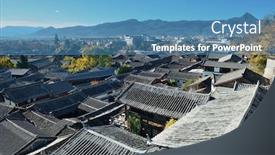  Presentation with mountain top - Colorful presentation enhanced with lijiang-old-town-mountain-top backdrop and a teal colored foreground