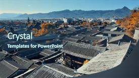  Presentation with mountain top - Amazing slide deck having lijiang old town mountain top backdrop and a ocean colored foreground