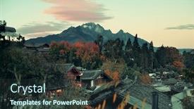  Presentation with snow mountain - Beautiful PPT theme featuring local historical architectures and jade backdrop and a tawny brown colored foreground