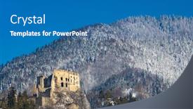  Presentation with mountains - Slide deck featuring likava-ruins-near-ruzomberok background and a teal colored foreground