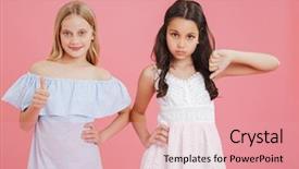  Presentation with concept - PPT layouts with likes dislikes - dislike concept brunette background and a coral colored foreground