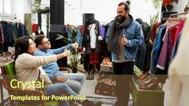  Presentation with fashion - Presentation consisting of likes dislikes - sale shopping fashion and people background and a  colored foreground