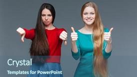  Presentation with weight loss woman showing - Slides consisting of likes dislikes - woman showing thumb down background and a ocean colored foreground