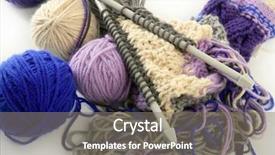  Presentation with knitting - Colorful presentation theme enhanced with lila - colorful knitting tools with wool backdrop and a gray colored foreground