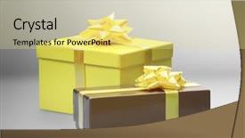  Presentation with gift ribbon - Presentation theme featuring lila - yellow gift box with yellow background and a blonde colored foreground