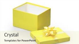  Presentation with gift ribbon - Cool new theme with lila - yellow gift box with yellow backdrop and a yellow colored foreground