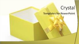  Presentation with gift ribbon - Theme consisting of lila - yellow gift box with yellow background and a blonde colored foreground