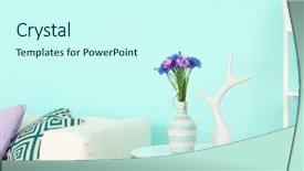  Presentation with modern flowers - Slides enhanced with lilac accent in modern interior background and a cool aqua colored foreground