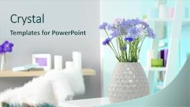  Presentation with living room - PPT layouts enhanced with lilac accent in modern interior background and a sky blue colored foreground