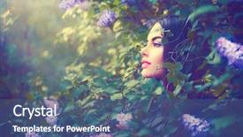  Presentation with fairy garden - PPT theme consisting of lilac flowers fantasy garden background and a ocean colored foreground