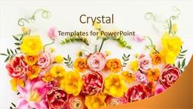  Presentation with white flowers - Colorful PPT layouts enhanced with lilac wedding - flowers composition oh white background backdrop and a cream colored foreground