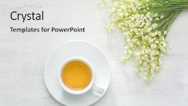  Presentation with tea - Presentation theme consisting of lilies of the valley background and a white colored foreground
