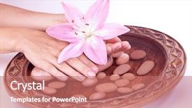  Presentation with hand hygiene - Theme featuring lily flower and touching pebble background and a coral colored foreground