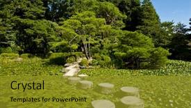  Presentation with zen stone - Colorful presentation design enhanced with lily pad - zen stone path backdrop and a gold colored foreground