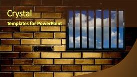  Presentation with prison - Audience pleasing slide set consisting of limbo - latticed prison window clear sky backdrop and a tawny brown colored foreground
